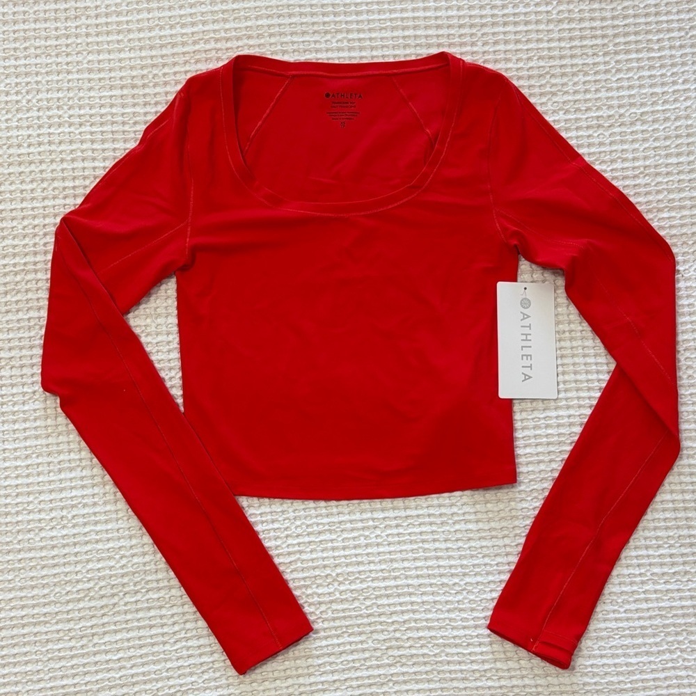 Athleta Red Long Sleeve Transcend Top